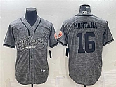Men's San Francisco 49ers #16 Joe Montana Gray With Patch Cool Base Stitched Baseball Jersey,baseball caps,new era cap wholesale,wholesale hats